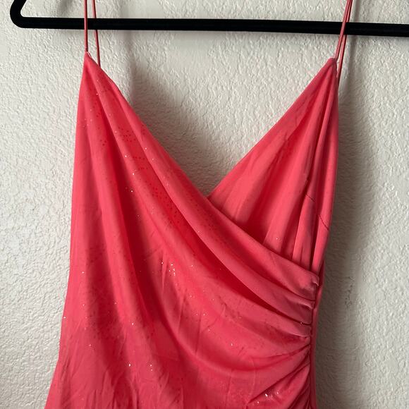 Y2k Rampage Pink Sparkly Midi Dress Coral Size Medium - Picture 7 of 8